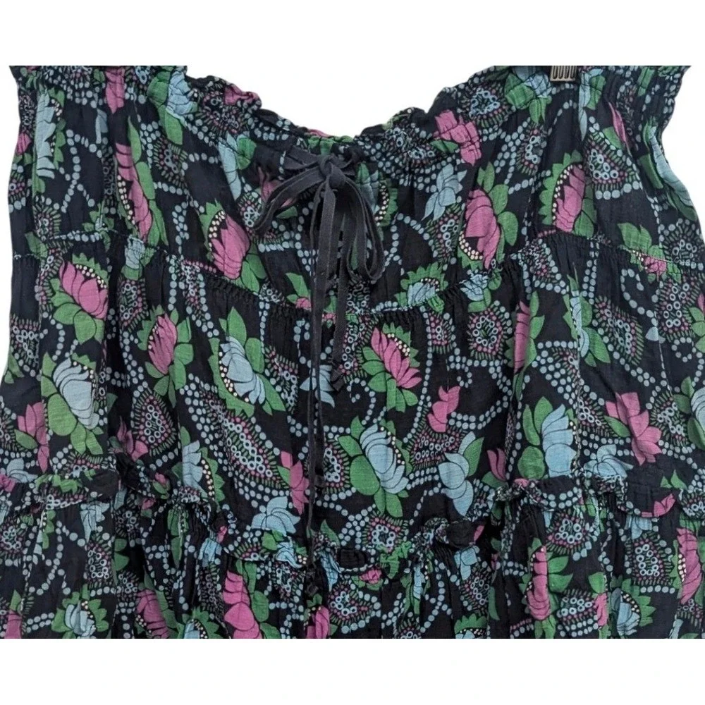 Vintage Y2K Marc Jacobs Dark Multicolor Floral Paisley Tiered Cotton skirt Med